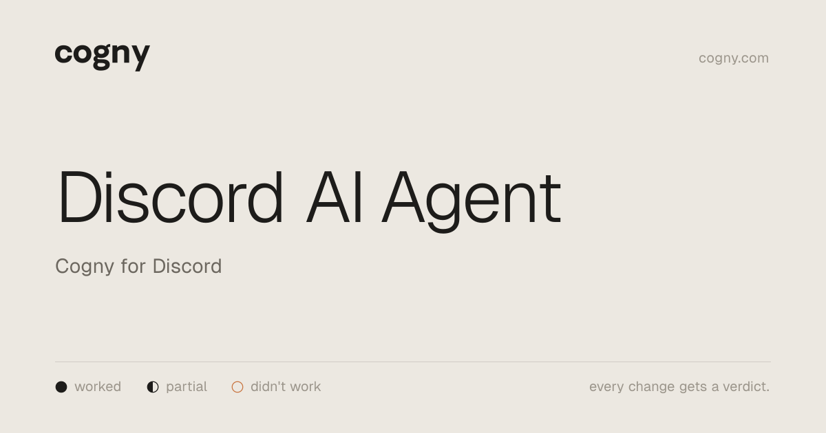 Discord + Cogny Cloud — Community-health tickets, automated